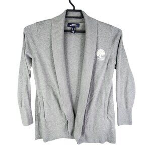 Womens Gray Lands End Outfitters Cardigan Sweater Long Sleeve OBHC Logo Size M